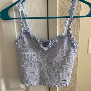 Hollister Light Blue Smocked Ruffle Tank Top